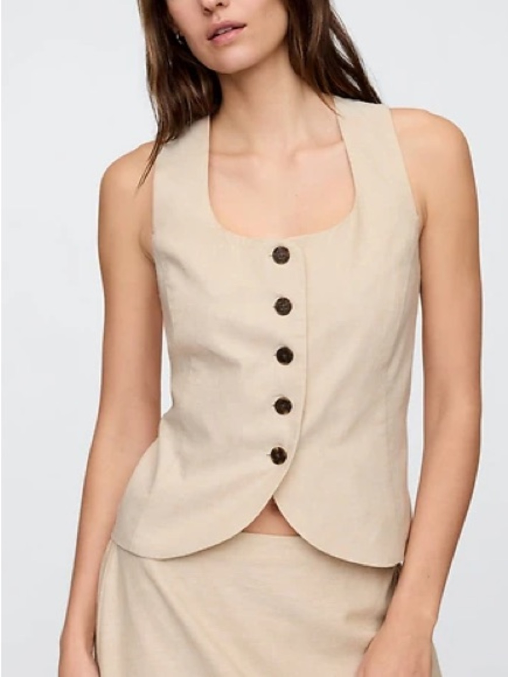 GAP Linen Blend Scoop Neck Vest Flax Linen Cotton Size M